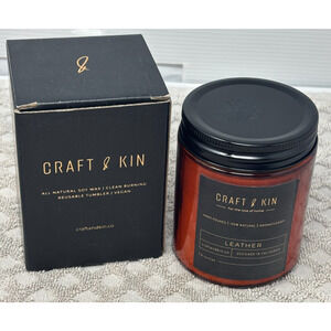 Craft & Kin Leather Candle 7.6 oz jar Candle - up to 45 Hour Burn time